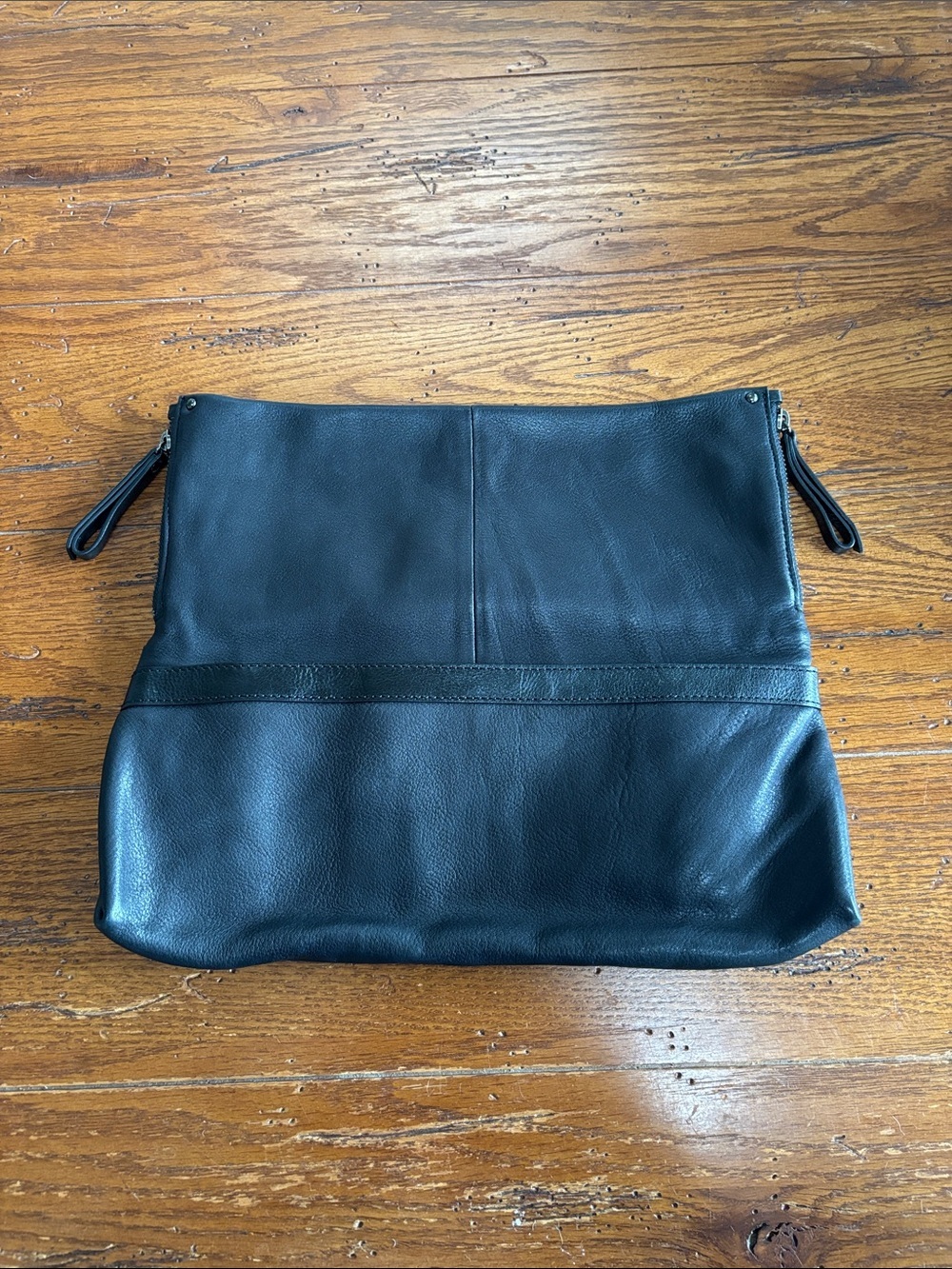 Kenneth Cole New York E/W Clutch Bag Black Tumbled Soft Leather Foldover Purse - Picture 2 of 14